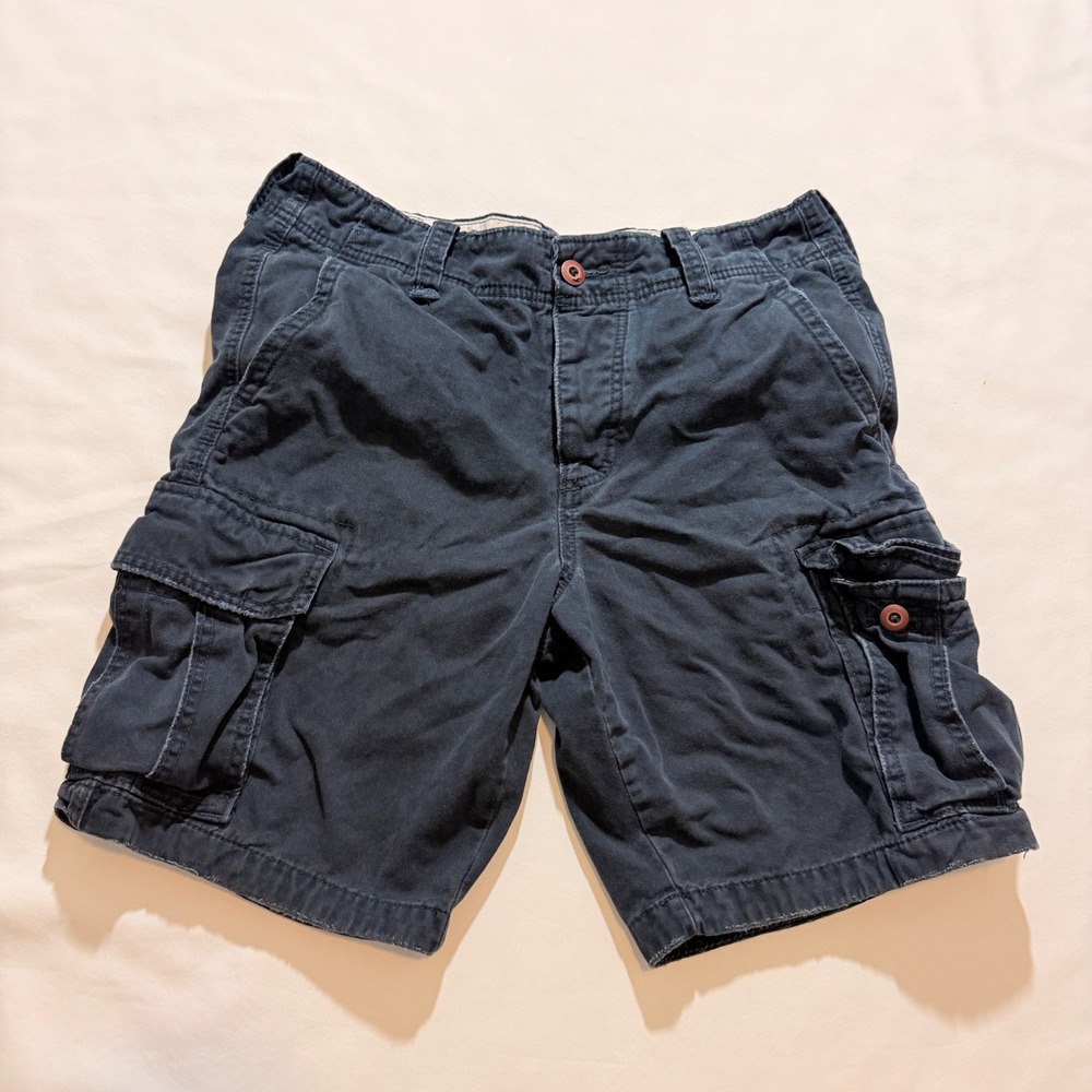 Hollister Cargo Shorts Mens 32 Navy Blue Utility Multi Pocket Cotton Twill